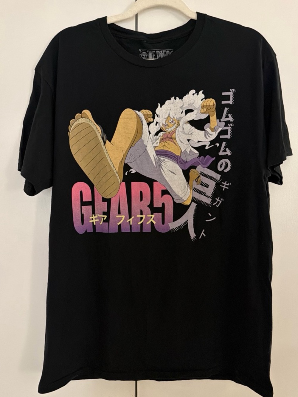 Black Graphic Tee with Multicolor Anime Print - Men